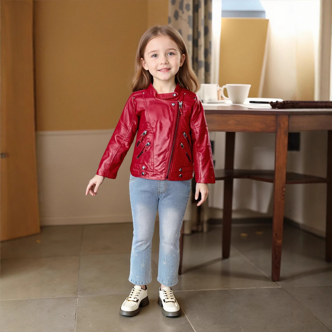 Photography Logo - Jaket Kulit PU Anak Perempuan Usia